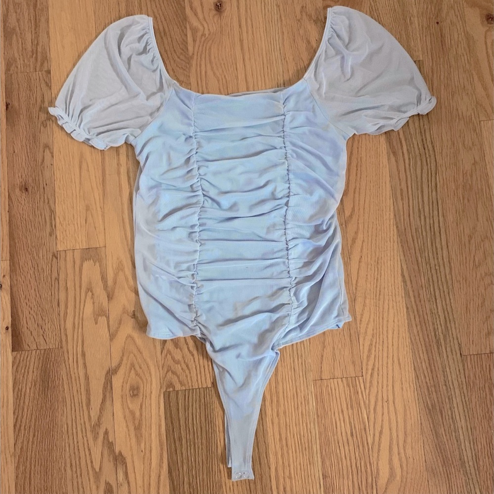 Baby bluish/grey ruched bodysuit Size Medium only worn once